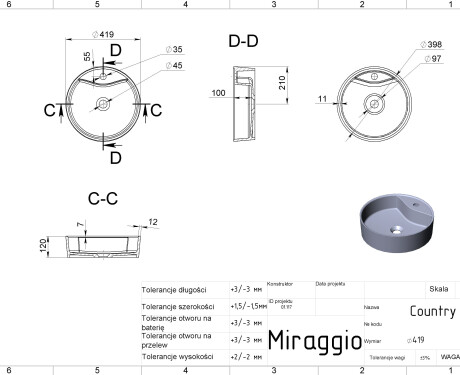 Lavabo COUNTRY MIRASOFT