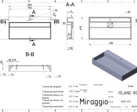 Lavabo ISLAND 800 MIRASOFT