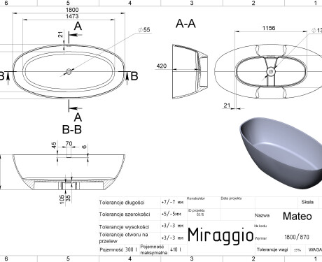 Vasca da bagno MATEO MIRASOFT