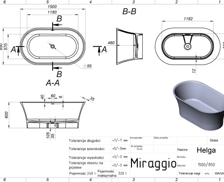 Vasca da bagno HELGA MATT