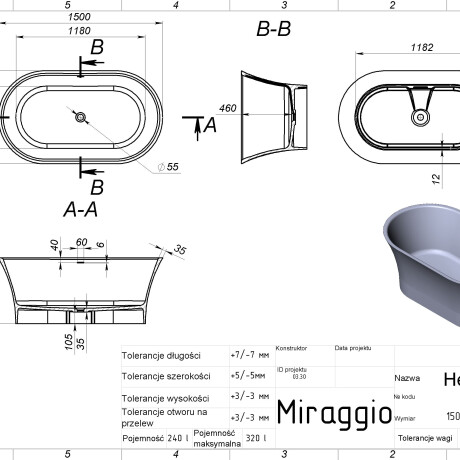 Vasca da bagno HELGA MATT #1