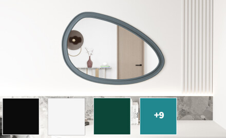 Specchio asimmetrico con cornice decorativa in MDF L304