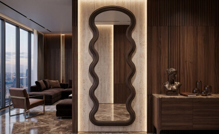 Specchio dalla forma ondulata con cornice UNDULA in MDF laccato