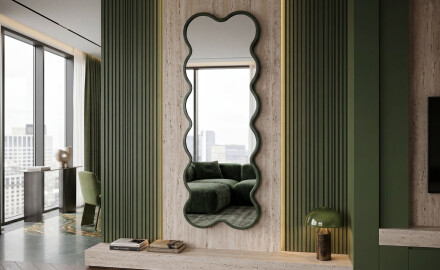 Specchio ondulato slanciato con cornice VIPER in MDF laccato