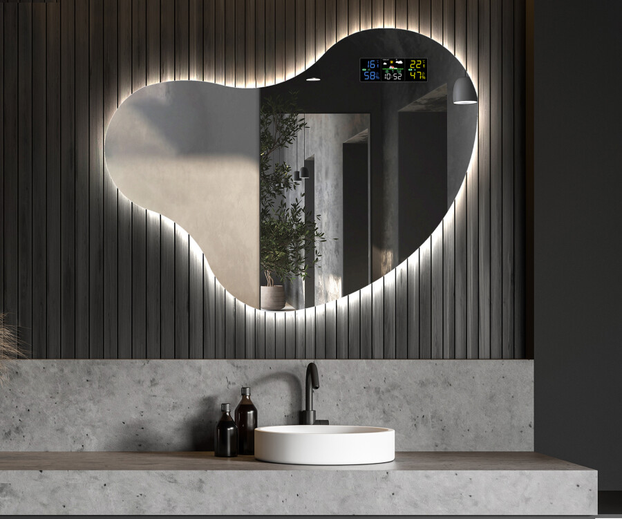 Artforma - Specchio da bagno LED di forma irregolare N221