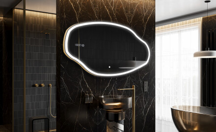 Specchio da bagno LED di forma irregolare O222