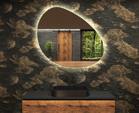 Specchio da bagno LED di forma irregolare H221
