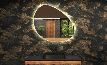 Specchio da bagno LED di forma irregolare H221