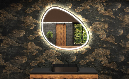 Specchio da bagno LED di forma irregolare H222