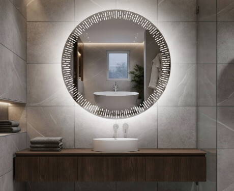 Specchio bagno rotondo con luci LED L35