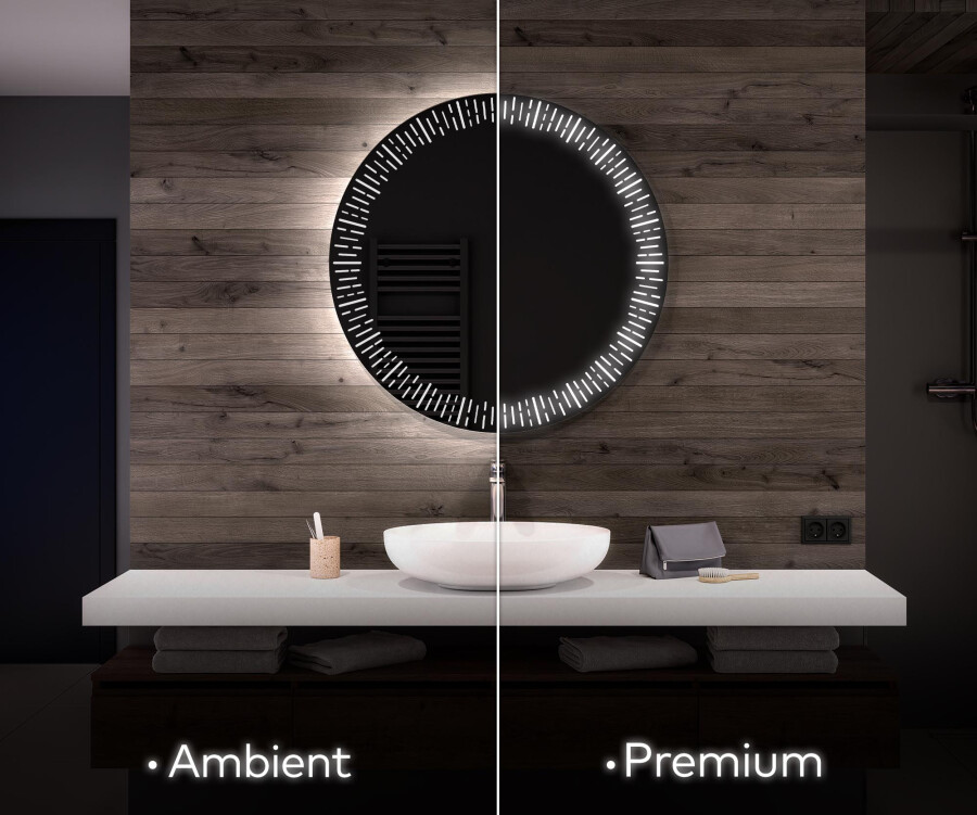 Specchio per bagno rotondo con LED Shape