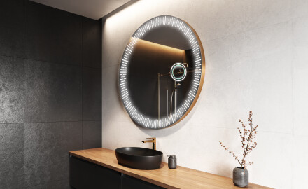 Specchio bagno rotondo con luci LED L35