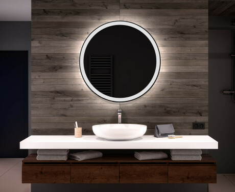Rotondo specchio parete retroilluminato per bagno L76