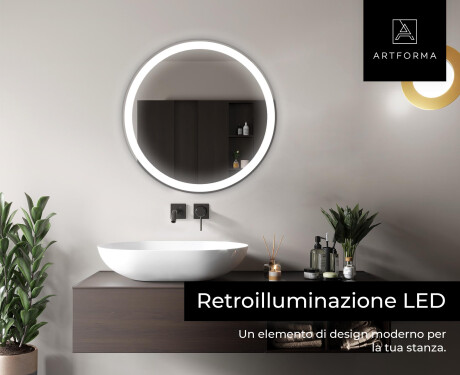 Artforma - Specchio da parete moderno per bagno con luci L49
