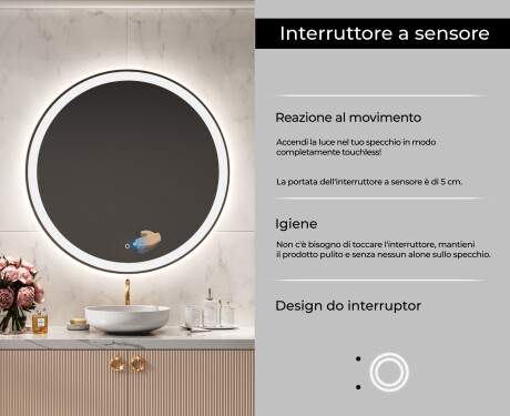 Rotondo specchio parete retroilluminato per bagno L76 #6