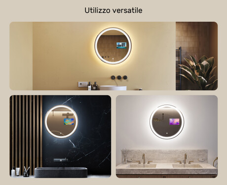 Rotondo specchio parete retroilluminato per bagno L76 90cm - SmartScreen, DualColor #2