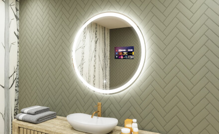 Rotondo specchio parete retroilluminato per bagno L76 90cm - SmartScreen, DualColor