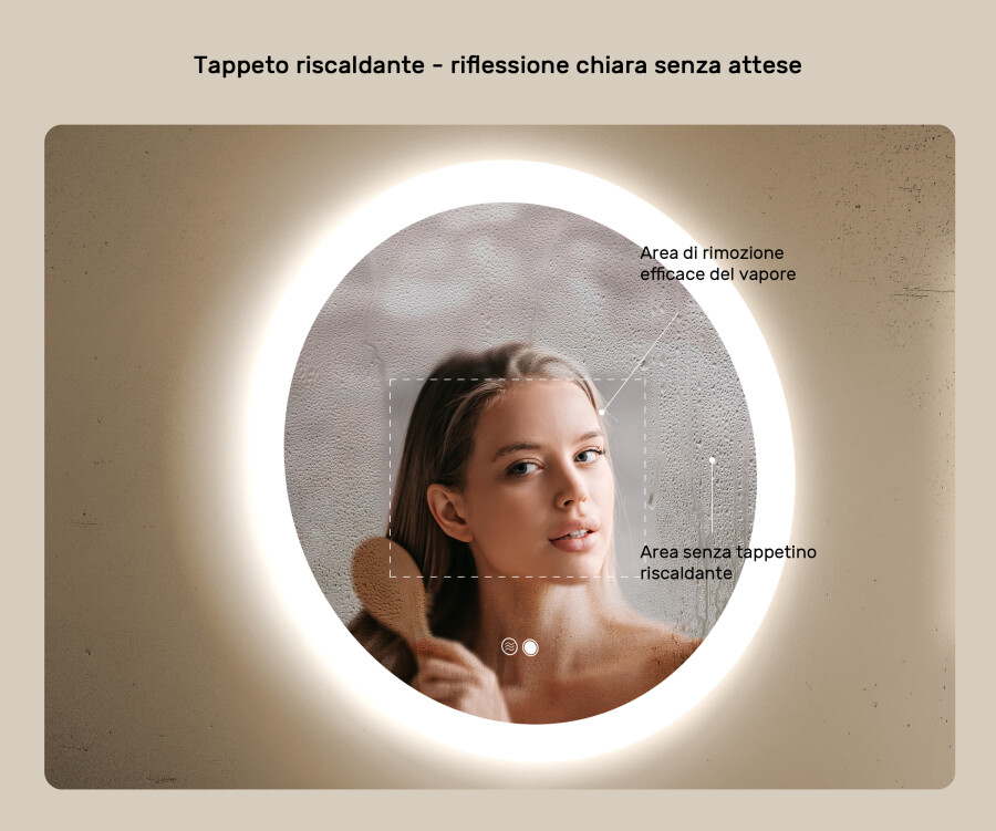 Specchio Da Bagno A LED Quadrato Frontale EQUAL 120x80 - CRISTALED - Foto 5