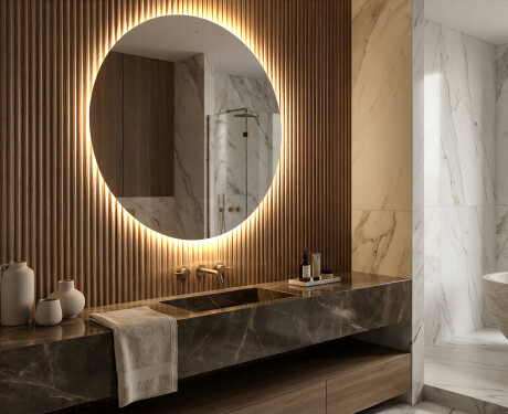 Tondo specchio bagno con luce L82