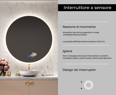 Tondo specchio bagno con luce L82 #5