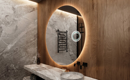 Tondo specchio bagno con luce L82