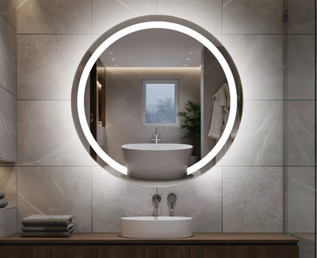 Tondo specchio bagno con luce L96