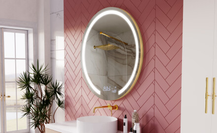 Tondo specchio bagno con luce L96
