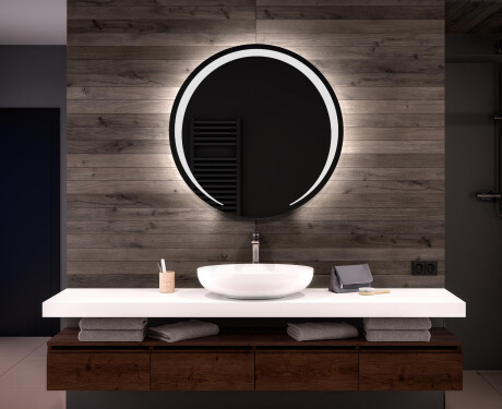 Rotondo specchio parete retroilluminato per bagno L98