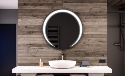 Rotondo specchio parete retroilluminato per bagno L98