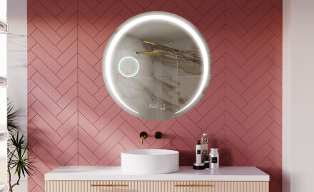 Rotondo specchio parete retroilluminato per bagno L98