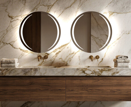 Rotondo specchio parete retroilluminato per bagno L99