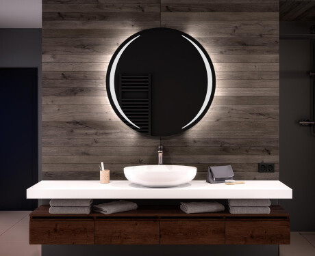 Rotondo specchio parete retroilluminato per bagno L99