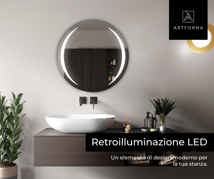 Specchio Retroilluminato da Bagno - 100 x 60 cm, A++Touch, Antiappanamento