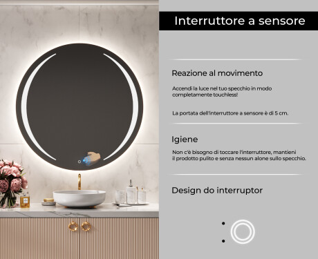 Rotondo specchio parete retroilluminato per bagno L99 #6