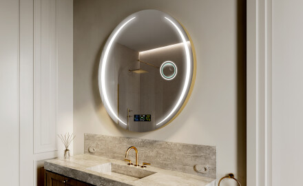 Rotondo specchio parete retroilluminato per bagno L99