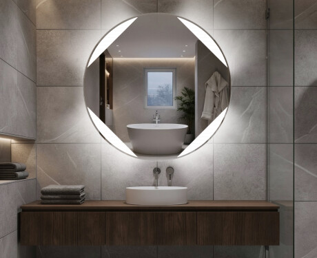Specchio bagno rotondo con luci LED L114