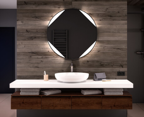 Specchio bagno rotondo con luci LED L114