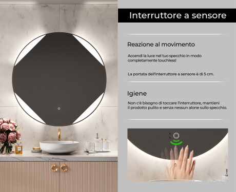 Specchio bagno rotondo con luci LED L114 #6