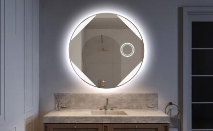 Specchio bagno rotondo con luci LED L114