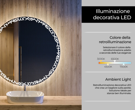 Rotondo specchio parete retroilluminato per bagno L115 #4