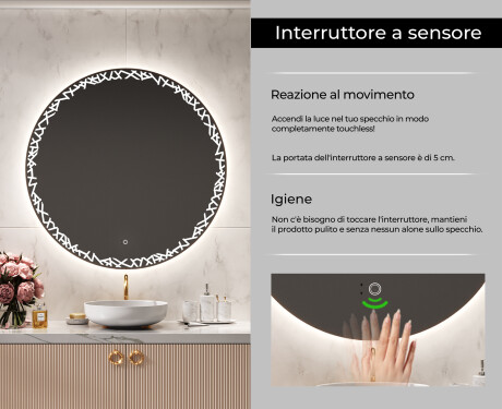 Rotondo specchio parete retroilluminato per bagno L115 #6