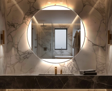 Specchio bagno rotondo con luci LED L116