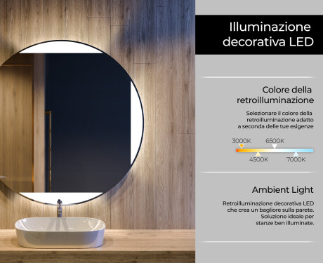 Specchio bagno rotondo con luci LED L116 #4