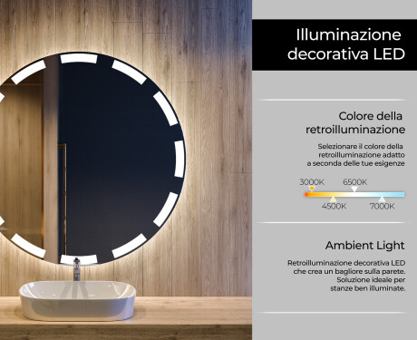 Rotondo specchio parete retroilluminato per bagno L117 #4