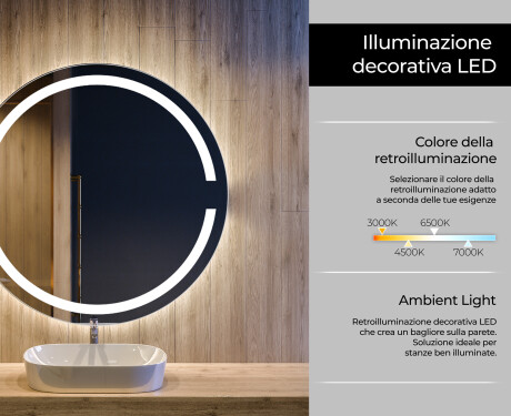Specchio bagno rotondo con luci LED L118 #4