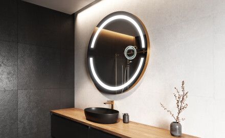 Specchio bagno rotondo con luci LED L118