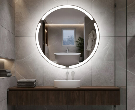 Rotondo specchio parete retroilluminato per bagno L119