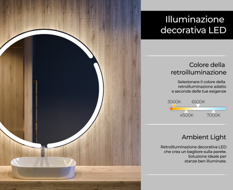 Rotondo specchio parete retroilluminato per bagno L119 #4
