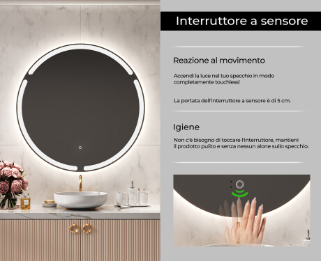Rotondo specchio parete retroilluminato per bagno L119 #6