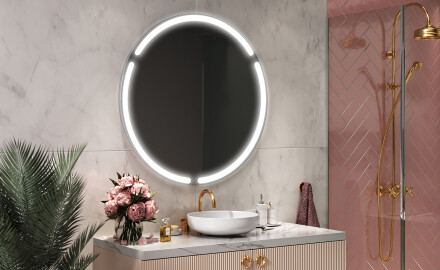 Artforma - Specchi LED rotondo decorativi da parete da bagno - Triangless